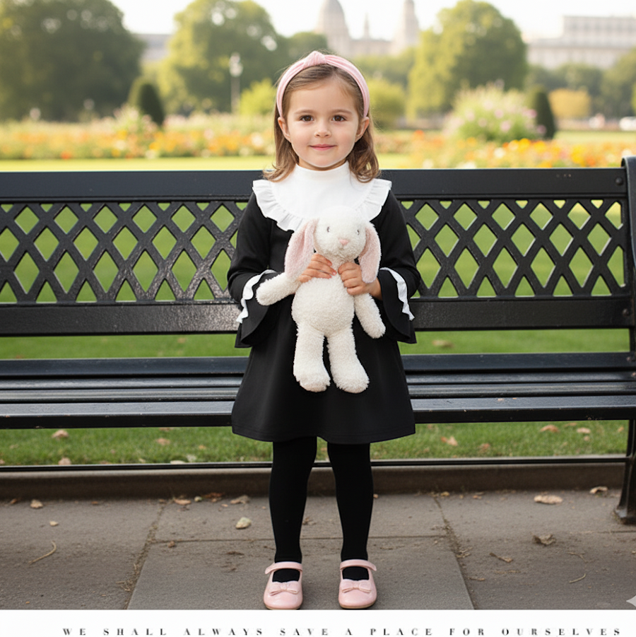 Girls Vintage Black A-Line Princess Dress autumn baby doll 3–4-5 Years clearance