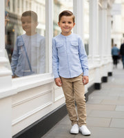 Boys Linen Cotton Long Sleeve Shirt Casual & Versatile Top for Ages 4-14 Years