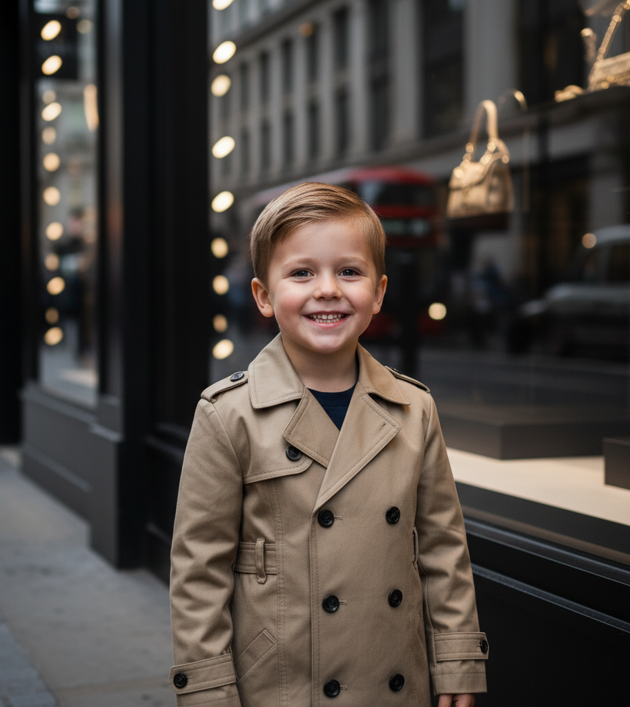 Kids Double Breasted Trench Coat  Cotton autumn jacket for Boys/Girls (4–9 YRS)