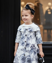 Girls princess Party Dress Off Shoulder 1–7Y grey Floral Outfit beautiful gift