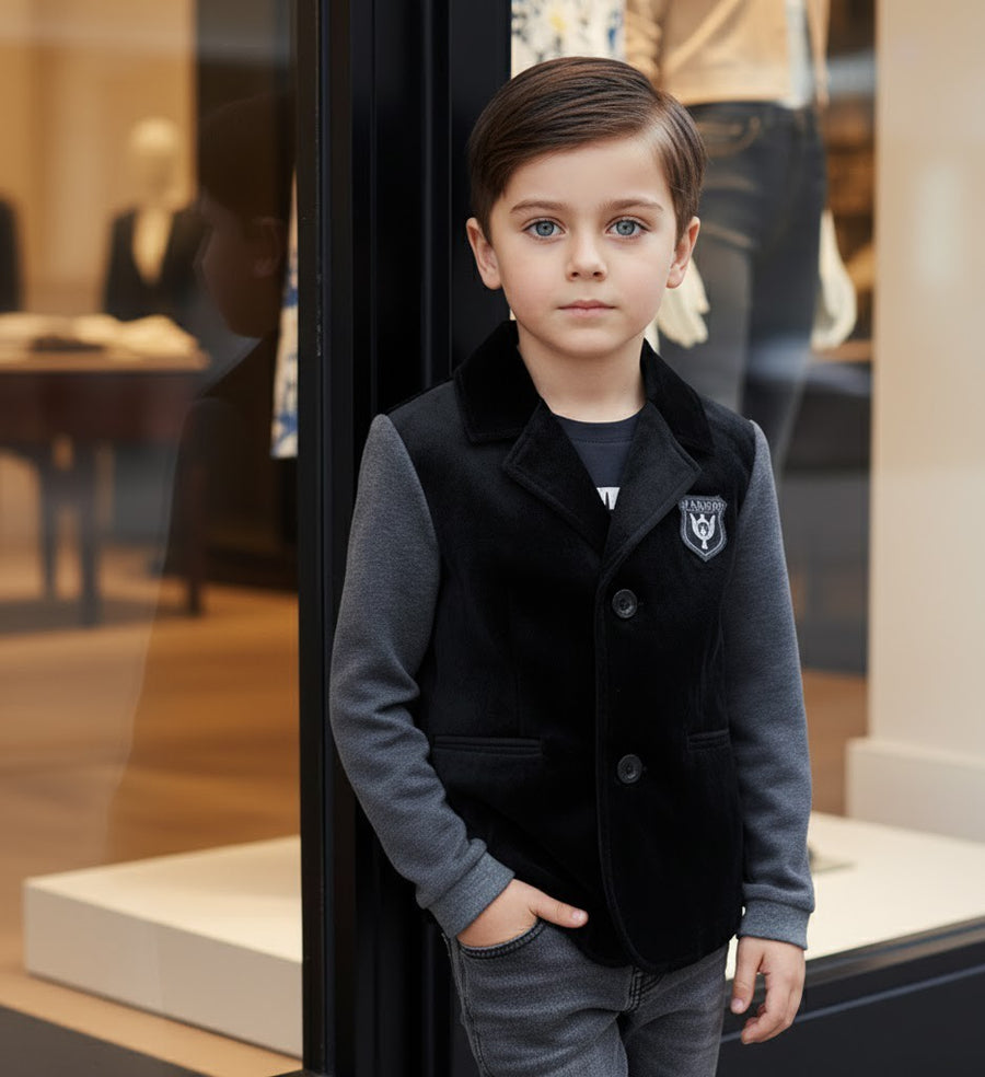 Boys Velvet Blazer Stylish Casual Short Jacket for Kids Toddler 3–7 Years Autumn
