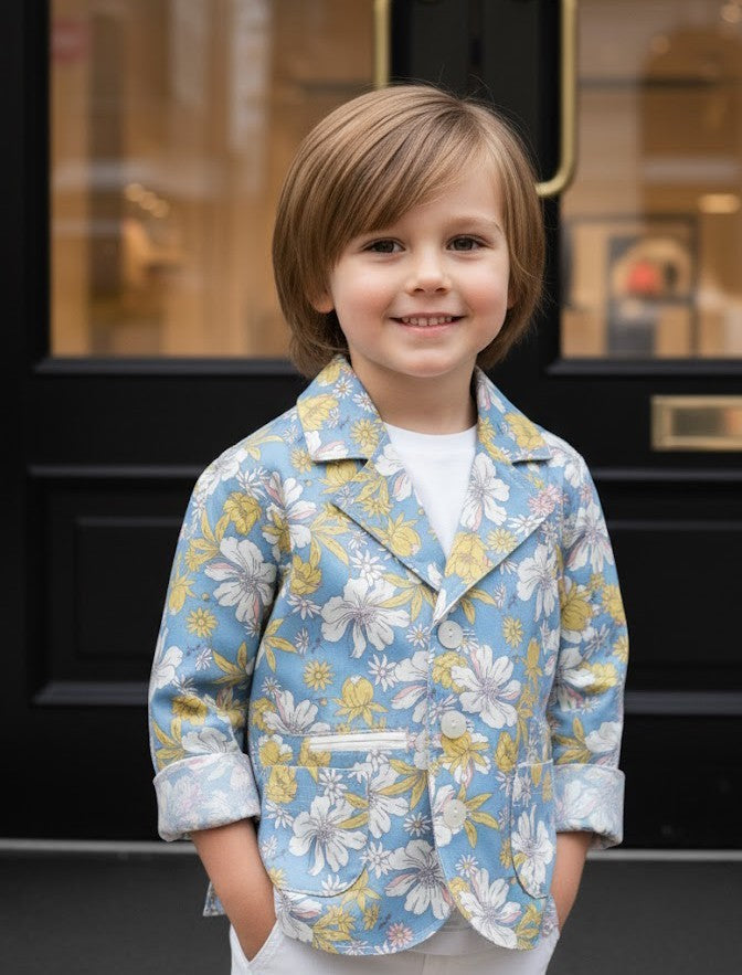 Boys Floral Blazer 3-4Y Premium Cotton Artsy Print Casual Jacket christmas gift