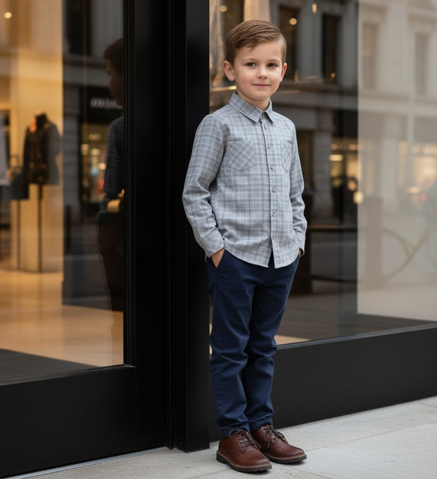 Boys Flannel Plaid Shirt Long Sleeve Casual  shirt Top 3-12 Years big sale gift