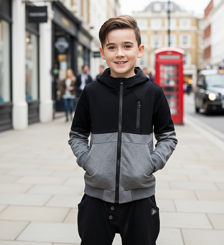 Boys Zip-Up Hoodie 3-4-5-6-7-8-9Y Casual Jacket Sweatshirt hooded Black  2025