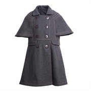 LAVANZEY Girls Cashmere Long Coat – Wine Red Baby Doll Cape (3–9 Yrs)