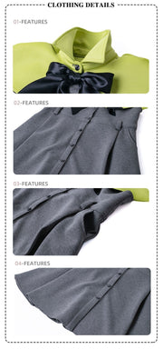 Girls Cape Dress Apple Green with Bow Soft Scuba Fabric Princess Outfit winter