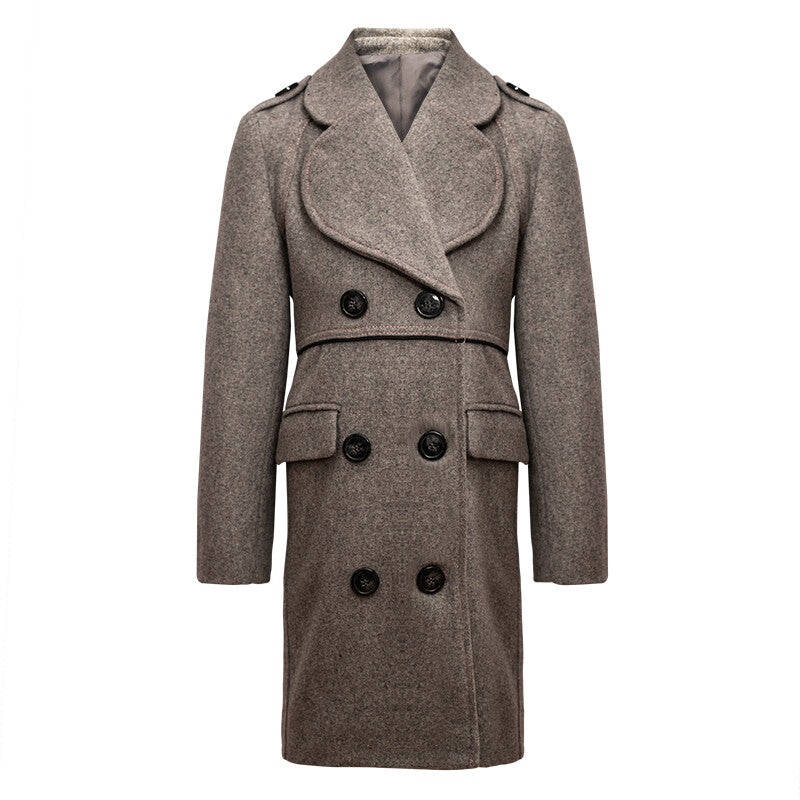 Children's Winter Double Breasted Wool Coat Thick Warm Military Jacket 3-12 Year