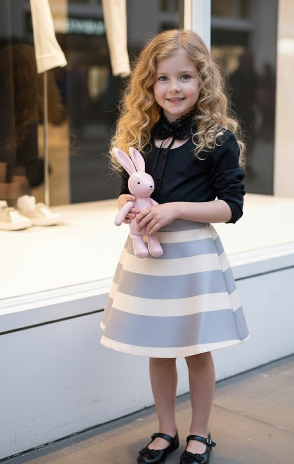 Girls Black Cotton Shirt long sleeve vintage style top 3-5Y toddler shirt