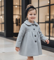 Girls coat wool autumn winter 2025 Light Grey Princess Coat Ages 2–3-4-5-6-7Y