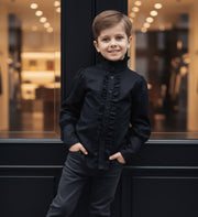Boys Black Cotton Shirt 3-5Y  Vintage Prince Long Sleeve  birthday top for Kids