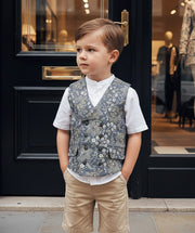 Vintage Floral Boys' Waistcoat Casual Green Flower Toddler Vest Ages 2-7Y XMAS