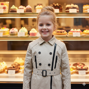 High Quality Girls autumn trench coat 3-12Y windproof beige jacket long sleeve