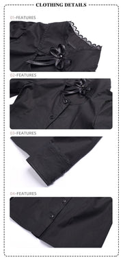 Girls Black Cotton Shirt long sleeve vintage style top 3-5Y toddler shirt