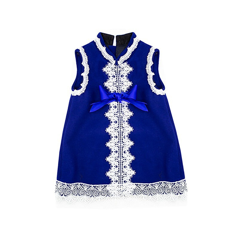 Girls Sleeveless Woolen winter Party Dress 3-7Y Baby Doll Princess 2025 vintage