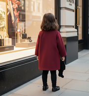 Girls Cashmere autumn Coat Baby Doll Style 2-3-4-5Years old Wine Red toddler