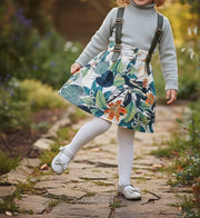 Girls Floral Cotton Skirt with Straps – Vintage Style Mini Skirt