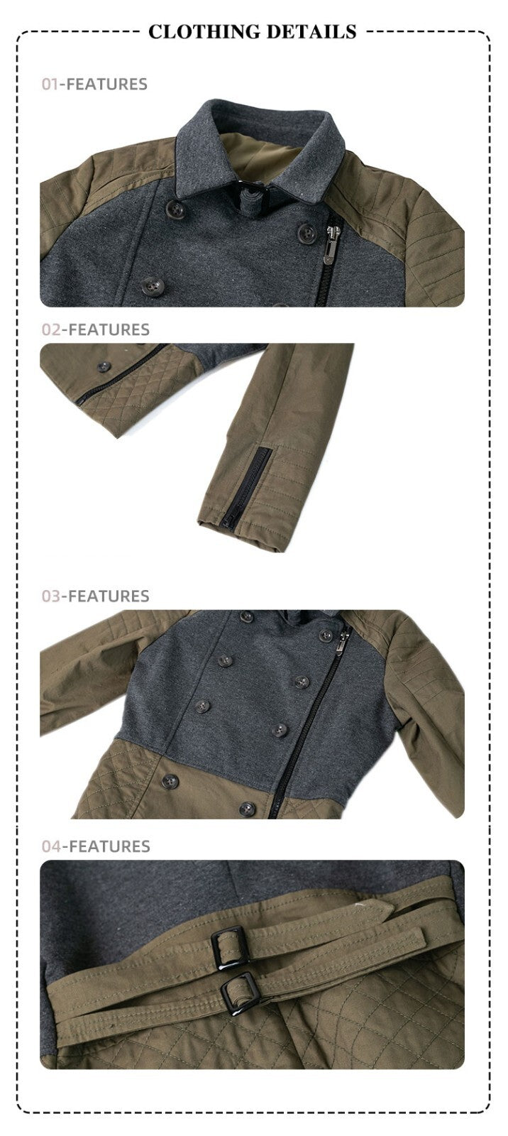 Girls short Trench Coat 4-12Y stylish Autumn Winter cotton jacket for kids 2025