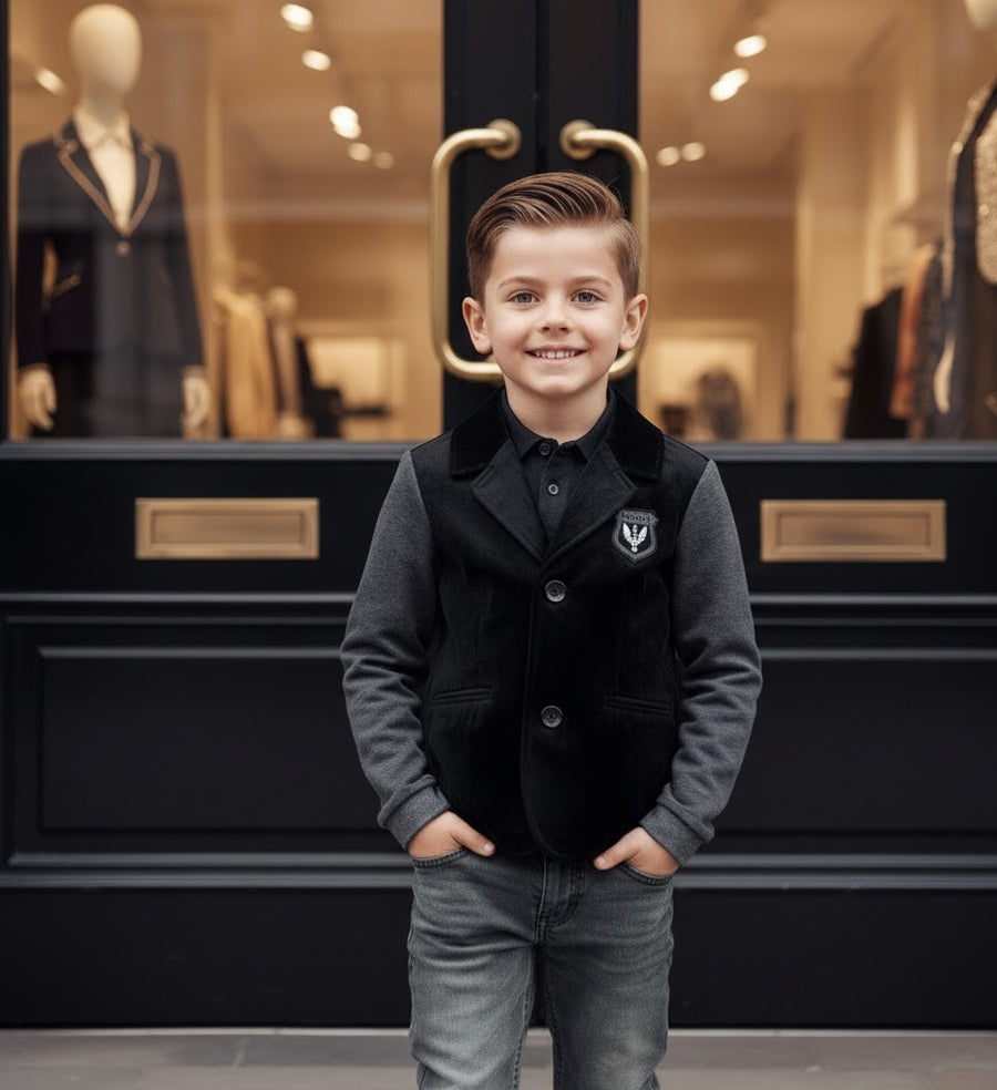 Boys Velvet Blazer Stylish Casual Short Jacket for Kids Toddler 3–7 Years Autumn