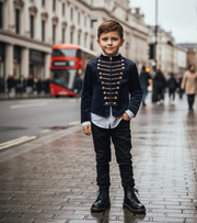 Boy's Embroidered Satin Tuxedo Blazer  4-14Y Slim Fit festival party Jacket kids