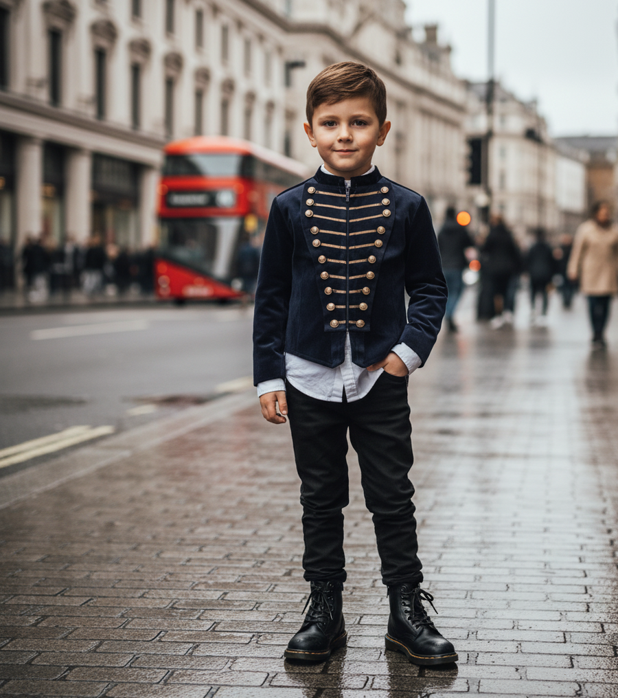 Boy's Embroidered Satin Tuxedo Blazer  4-14Y Slim Fit festival party Jacket kids