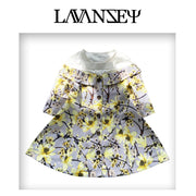 Girls princess Party Dress Off Shoulder 1–7Y grey Floral Outfit beautiful gift