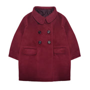 Girls Cashmere autumn Coat Baby Doll Style 2-3-4-5Years old Wine Red toddler