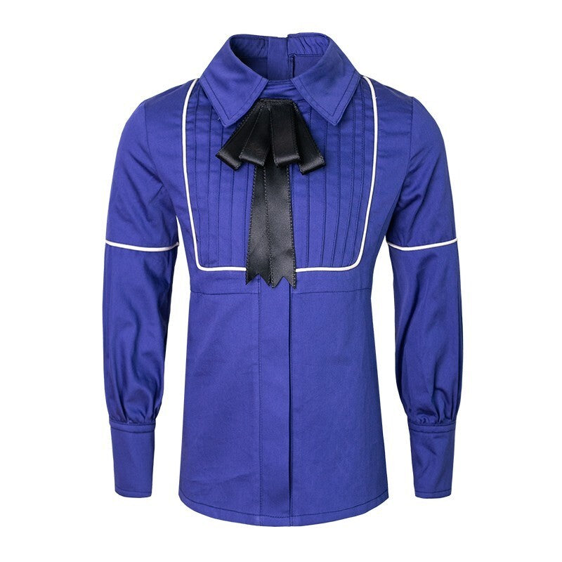 Girls Long Sleeve Cotton Blouse with Bow – Vintage Style Shirt Top