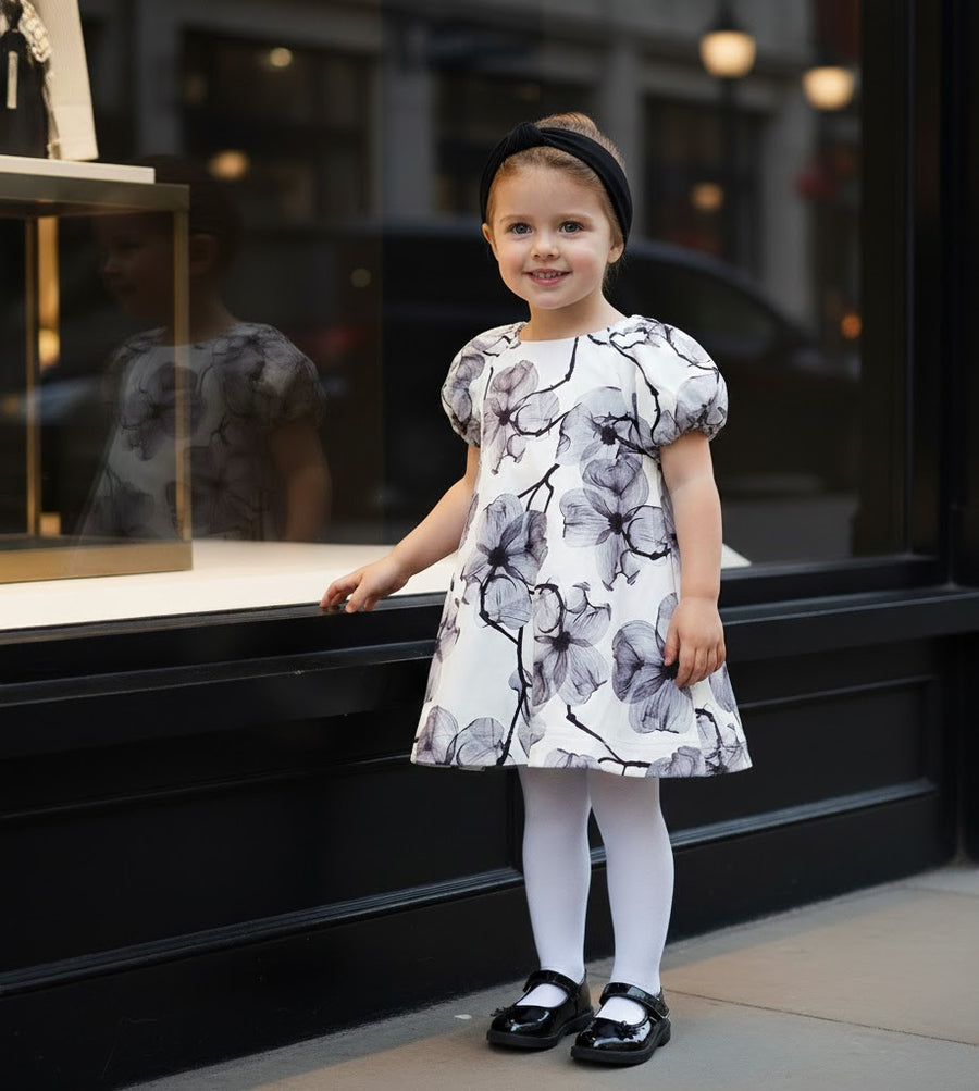 Girls Puff Lantern Sleeve Doll Dress Oversized A-Line Floral Dress 1-9Y princess