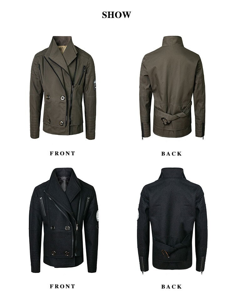 Boys' military Spring Autumn Jacket Cotton Wool Blend Green Black Coat 4-9Y