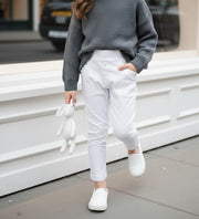 Girls pink & white trousers strenching cotton  Skinny Fit Comfort trousers 9-14Y