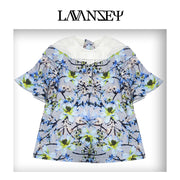 Girls Princess Party Dress 1-9Y Elegant floral Printed Toddlers removeble sleeve