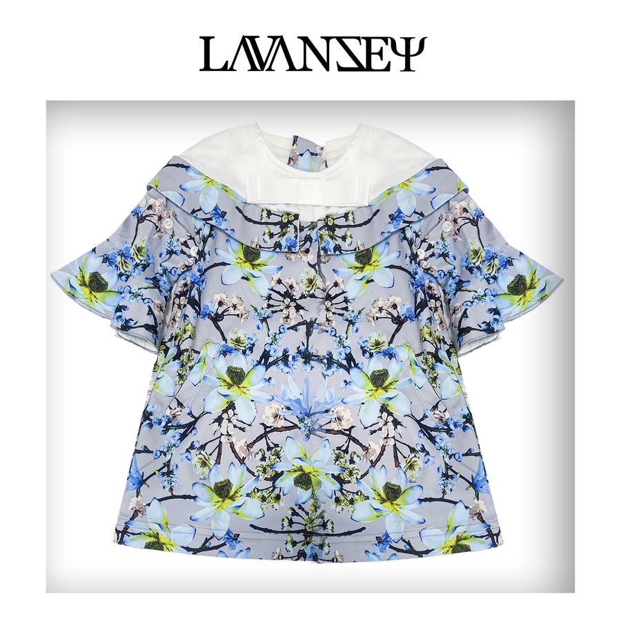 Girls Princess Party Dress 1-9Y Elegant floral Printed Toddlers removeble sleeve