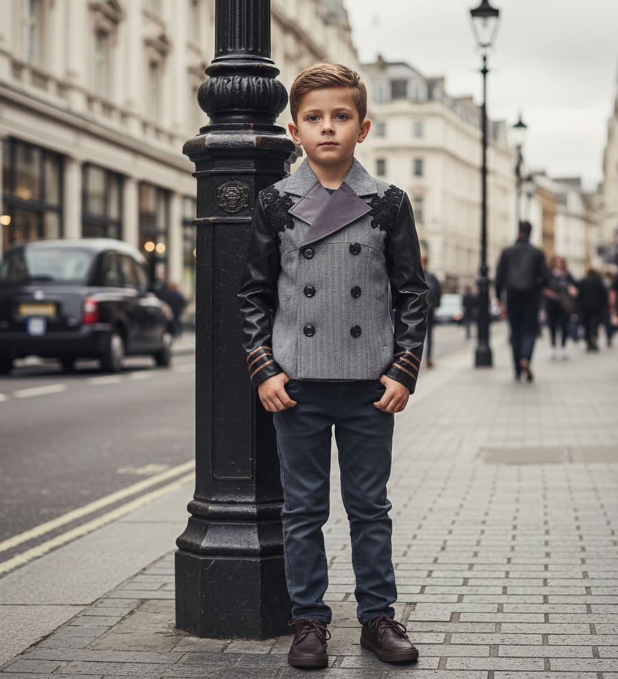 Boys Vintage Lace casual Blazer 4-14Y Junior Smart Uniform Jacket kids teenagers