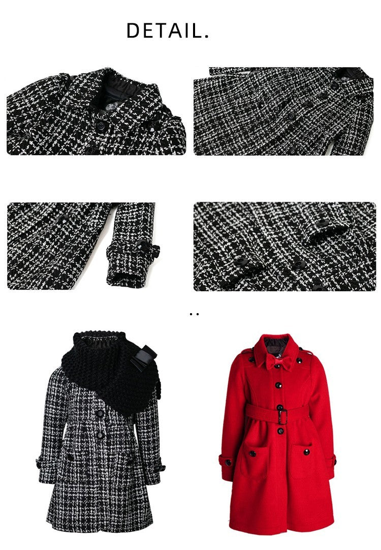 Girls Red Cashmere Long Coat /black wool coat – Elegant autumn Wear (3-5 Years)