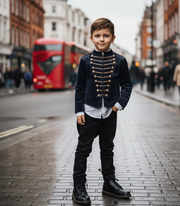 Boy's Embroidered Satin Tuxedo Blazer  4-14Y Slim Fit festival party Jacket kids