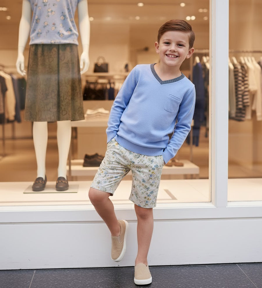 Boys' V-Neck long sleeves T-Shirt Soft Stretchy Casual Comfy Top easy match XMAS