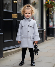 Girls High-Neck Autumn Winter Coat Two Fabric Options Ages 3-10Y clearance sale