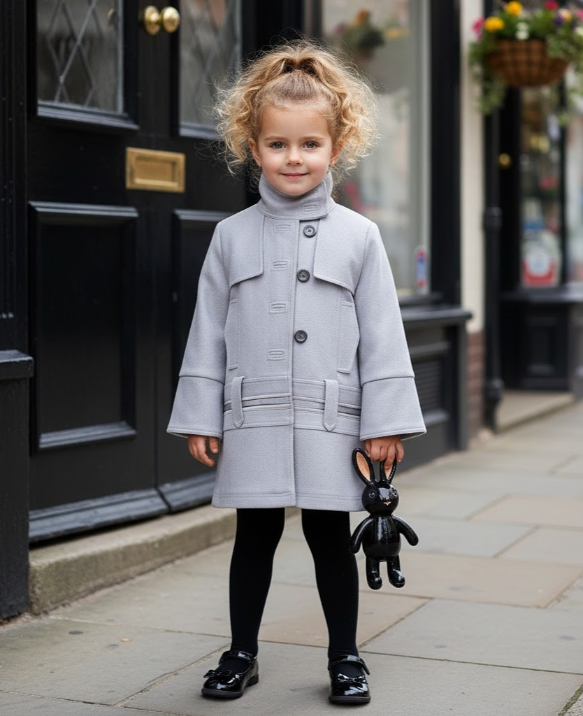 Girls High-Neck Autumn Winter Coat Two Fabric Options Ages 3-10Y clearance sale