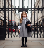 Girls’ Grey grey-floral Dress  Vintage design 3-7Y autumn 2025 toddlers