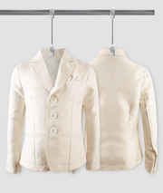 Boys' Gold Jacquard Blazer – High-End Formal Suit Jacket for Ages 8-12 Years