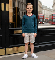 Boys' V-Neck long sleeves T-Shirt Soft Stretchy Casual Comfy Top easy match XMAS