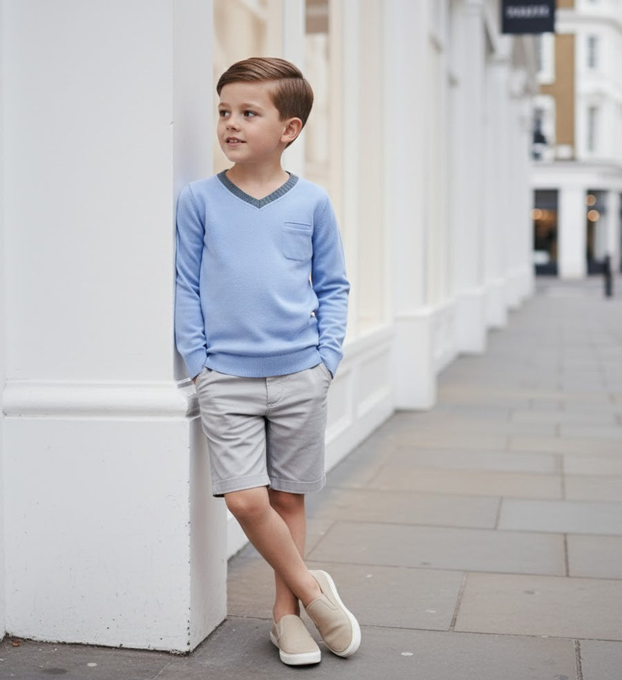 Boys' V-Neck long sleeves T-Shirt Soft Stretchy Casual Comfy Top easy match XMAS