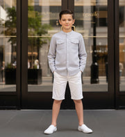 Boys Linen Cotton Long Sleeve Shirt Casual & Versatile Top for Ages 4-14 Years
