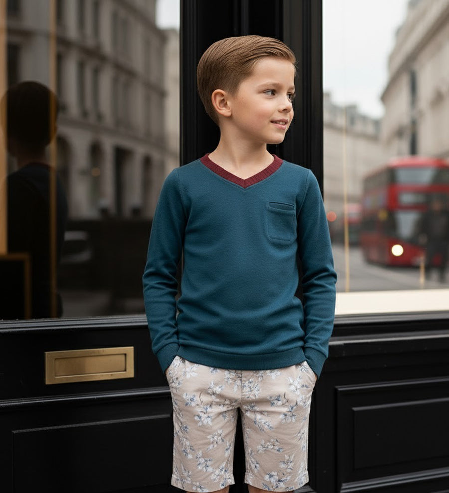 Boys' V-Neck long sleeves T-Shirt Soft Stretchy Casual Comfy Top easy match XMAS