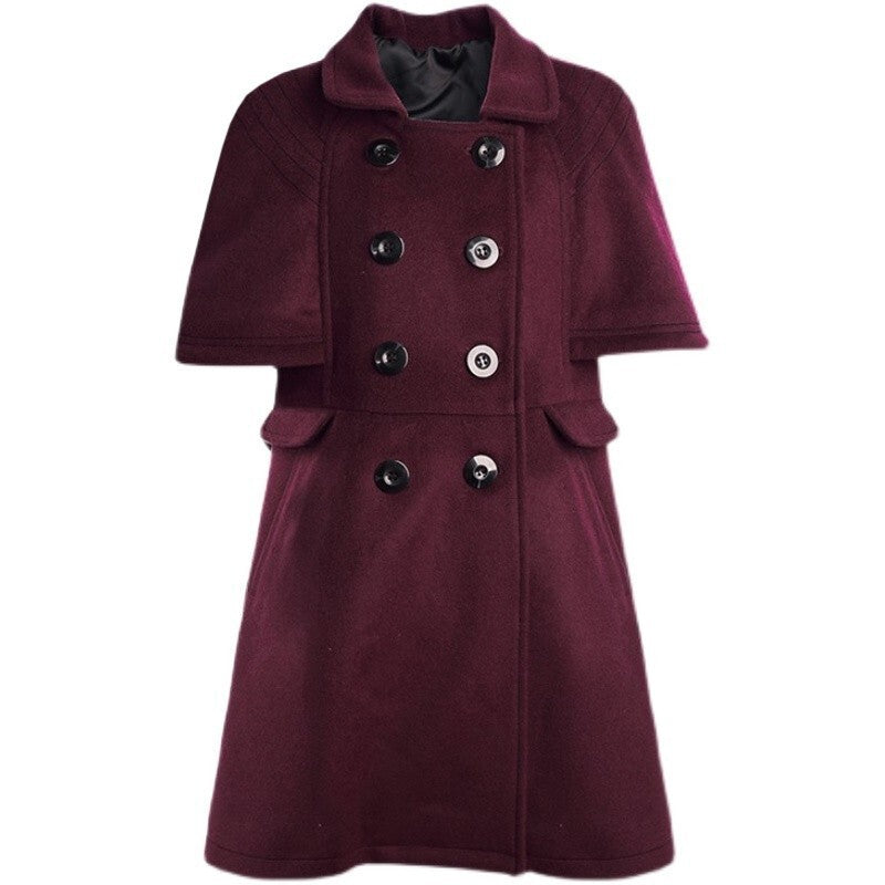 Girls' Wine Red Cashmere Wool Coat 3-9Y high end 2025 new Vintage Winter Jacket