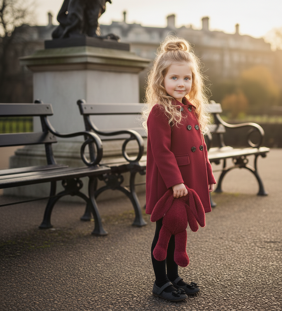 Girls Cashmere autumn Coat Baby Doll Style 2-3-4-5Years old Wine Red toddler