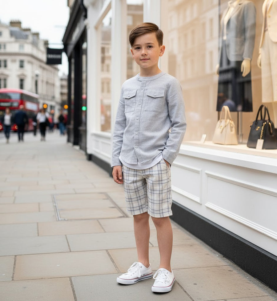 Boys Linen Cotton Long Sleeve Shirt Casual & Versatile Top for Ages 4-14 Years