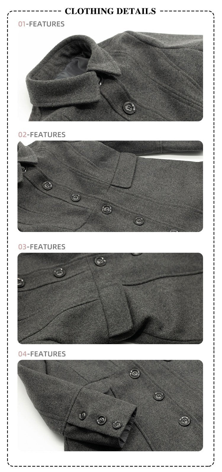 Girls Vintage Wool Winter Coat autumn 3-4-5-6-7-8-9Y  Thick Warm Long Overcoat