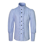 Boys' Vintage Light Blue Gray Shirt Long Sleeve 3–14Y Versatile Style easy match