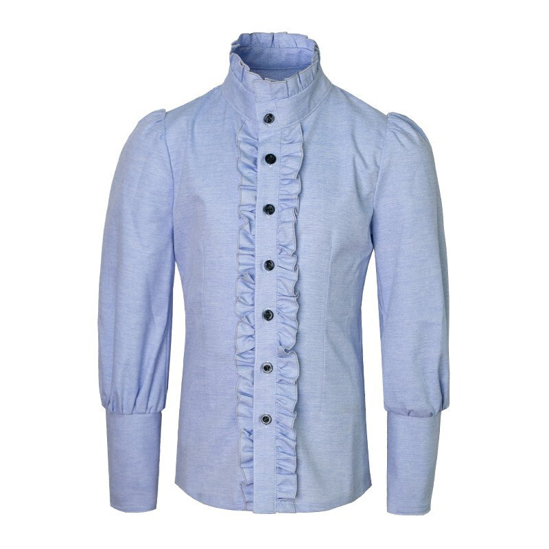 Boys' Vintage Light Blue Gray Shirt Long Sleeve 3–14Y Versatile Style easy match